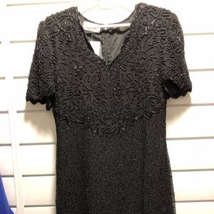 Laurence Kazar Vintage Little Black Beaded Dress